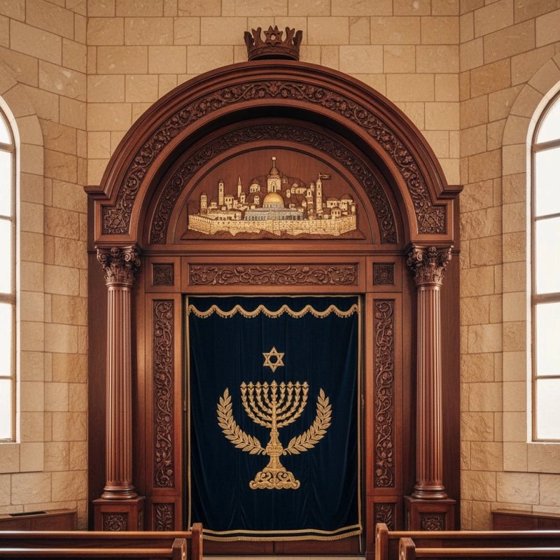 Exquisite Hand-Carved Aron Kodesh Torah Ark Ornate Synagogue Furniture Premium Craftsmanship by Leading Manufacturer