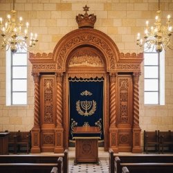 Exquisitely Hand-Carved Aron Kodesh Solid Wood Synagogue Torah Ark Premium Ecclesiastical Furniture by Leading Supplier