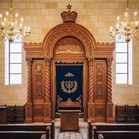 Exquisitely Hand-Carved Aron Kodesh Solid Wood Synagogue Torah Ark Premium Ecclesiastical Furniture by Leading Supplier