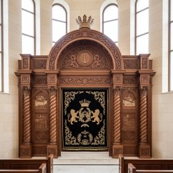 Exquisite Hand-Carved Hardwood Aron Kodesh by Leading Furniture Manufacturer, Traditional Synagogue Ark Supplier