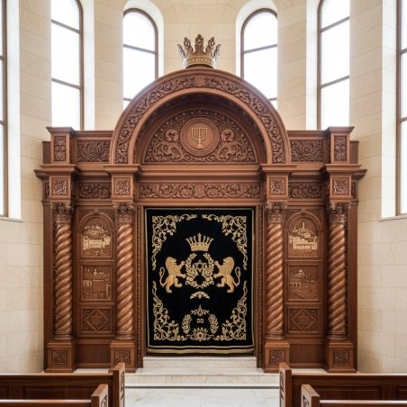Exquisite Hand-Carved Hardwood Aron Kodesh by Leading Furniture Manufacturer, Traditional Synagogue Ark Supplier