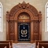 Custom Handcrafted Aron Kodesh Synagogue Holy Ark Furniture Premium Wood Carving & Velvet Parochet Manufacturer Quality