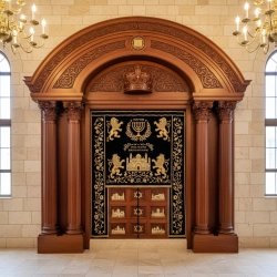 Exquisite Hand-Carved Hardwood Aron Kodesh Premium Synagogue Holy Ark Leading Ceremonial Furniture Manufacturer & Supplier
