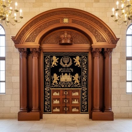 Exquisite Hand-Carved Hardwood Aron Kodesh Premium Synagogue Holy Ark Leading Ceremonial Furniture Manufacturer & Supplier