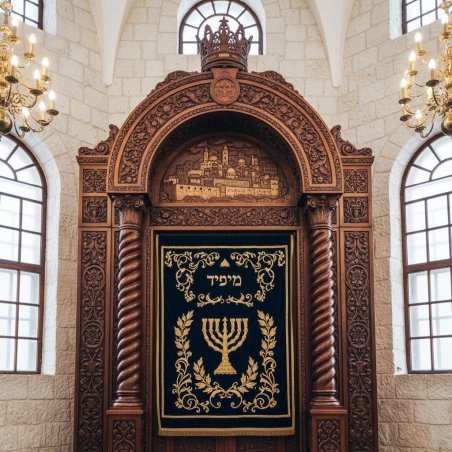 Exquisite Hand-Carved Wooden Aron Kodesh Torah Ark Premium Synagogue Furniture Manufacturer Quality