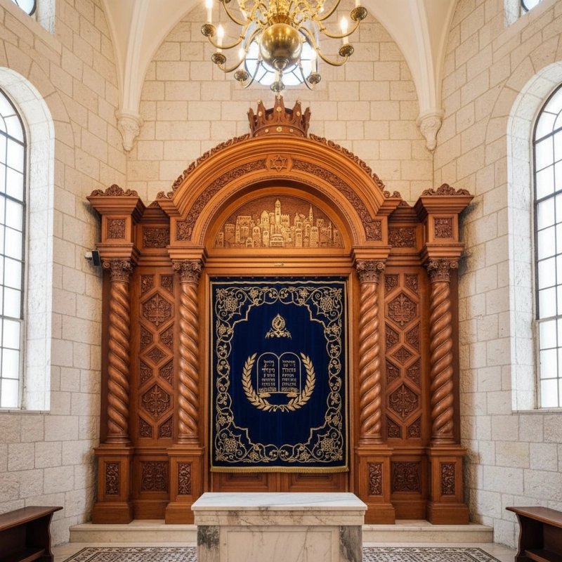 Handcrafted Hardwood Aron Kodesh Torah Ark Premium Synagogue Furniture by Expert Manufacturer Traditional Design Excellence Handcrafted Hardwood Aron Kodesh Torah Ark Premium Synagogue Furniture by Expert Manufacturer Traditional Design Excellence