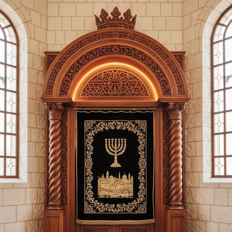 Premium Hand-Carved Wooden Aron Kodesh Synagogue Holy Ark Furniture by Expert Manufacturer & Supplier