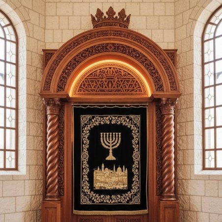 Premium Hand-Carved Wooden Aron Kodesh Synagogue Holy Ark Furniture by Expert Manufacturer & Supplier