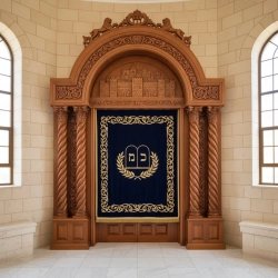 Luxury Synagogue Aron Kodesh - Hand-Carved Solid Hardwood Holy Ark - Premium Manufacturer's Masterpiece for Sacred Spaces