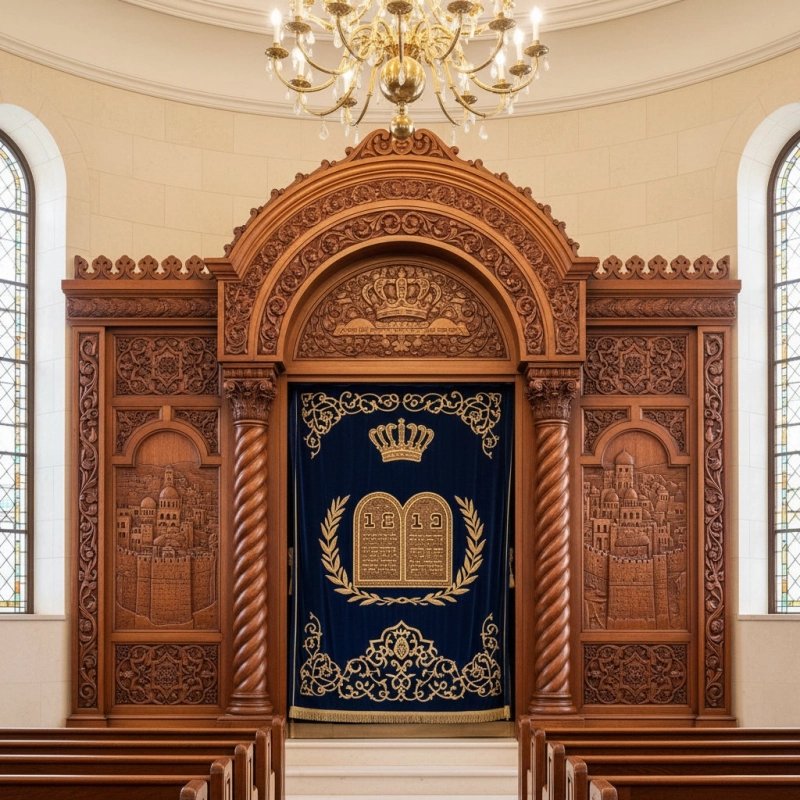 Exquisite Hand-Carved Wood Aron Kodesh Premium Synagogue Furniture Manufacturer Artisanal Torah Ark Supplier Exquisite Hand-Carved Wood Aron Kodesh Premium Synagogue Furniture Manufacturer Artisanal Torah Ark Supplier