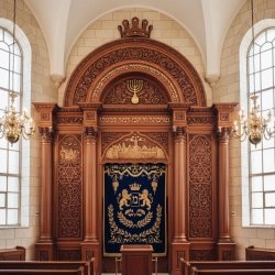 Exquisite Hand-Carved Solid Wood Aron Kodesh Holy Ark for Synagogue, Master Crafted Religious Furniture by Leading Manufacturer