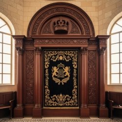 Exquisite Hand-Carved Aron Kodesh Premium Synagogue Furniture Manufacturer Traditional Wood Holy Ark Cabinet