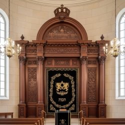 Exquisite Hand-Carved Solid Wood Aron Kodesh, Traditional Synagogue Ark, Artisanal Quality by Leading Furniture Manufacturer