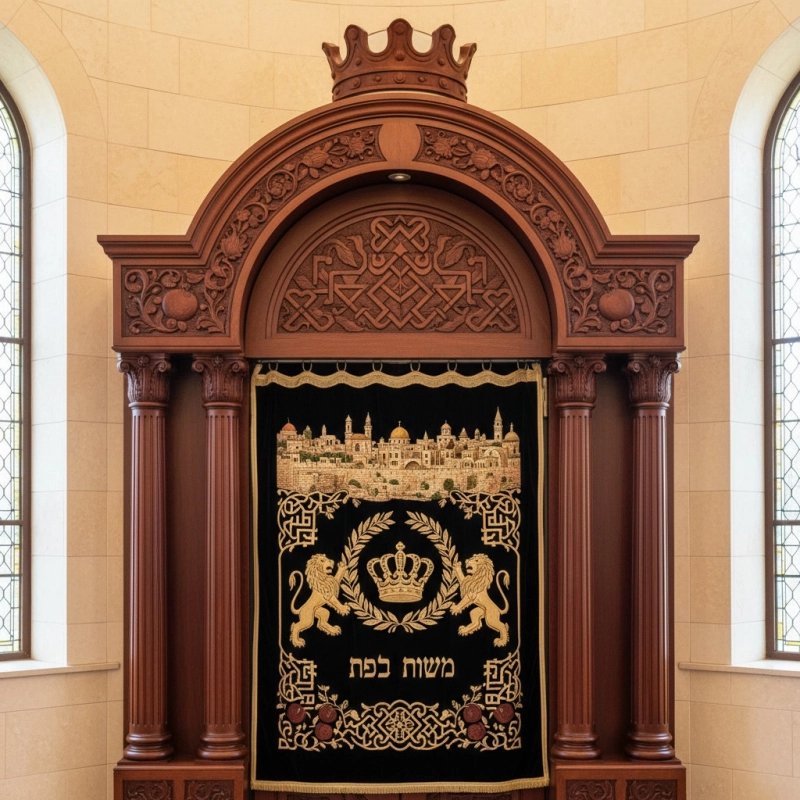 Exquisite Handcrafted Wooden Aron Kodesh - Ornate Synagogue Holy Ark by Premium Furniture Manufacturer Exquisite Handcrafted Wooden Aron Kodesh - Ornate Synagogue Holy Ark by Premium Furniture Manufacturer