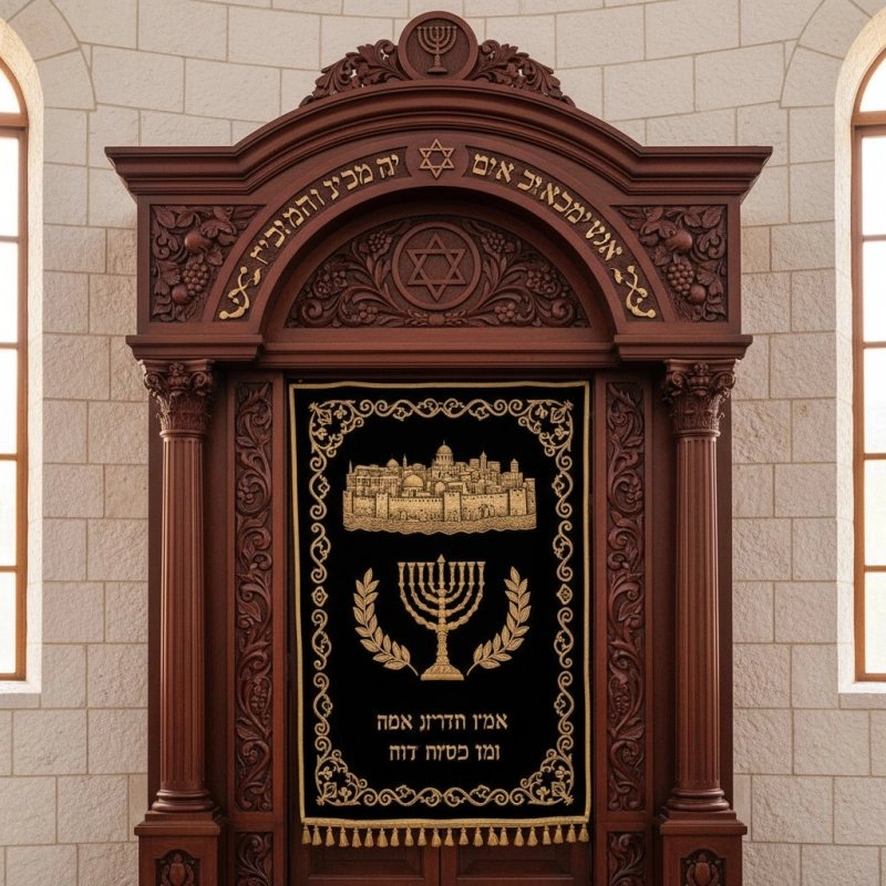 Master-Crafted Aron Kodesh Ornate Hardwood Holy Ark Gilded Judaic Motifs Synagogue Furniture Manufacturer Master-Crafted Aron Kodesh Ornate Hardwood Holy Ark Gilded Judaic Motifs Synagogue Furniture Manufacturer