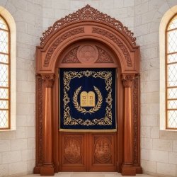 Exquisite Hand-Carved Aron Kodesh, Premium Synagogue Furniture by Master Craftsmen, Superior Quality Wood Torah Ark Supplier