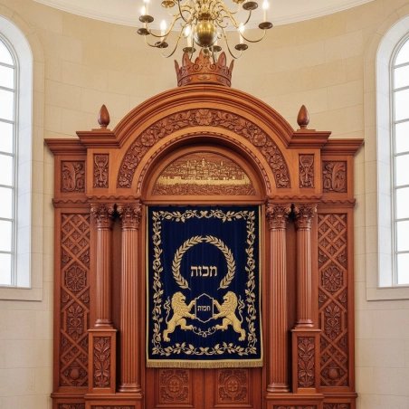 Majestic Hand-Carved Hardwood Aron Kodesh Premium Synagogue Furniture by Expert Manufacturer