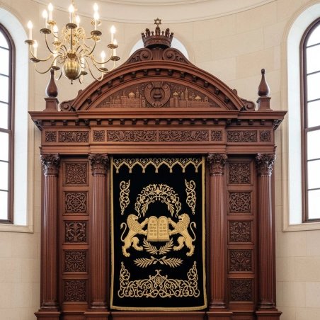 Manufacturer's Classic Hand-Carved Wooden Aron Kodesh Majestic Synagogue Holy Ark Furniture Premium Quality Aron Hakodesh
