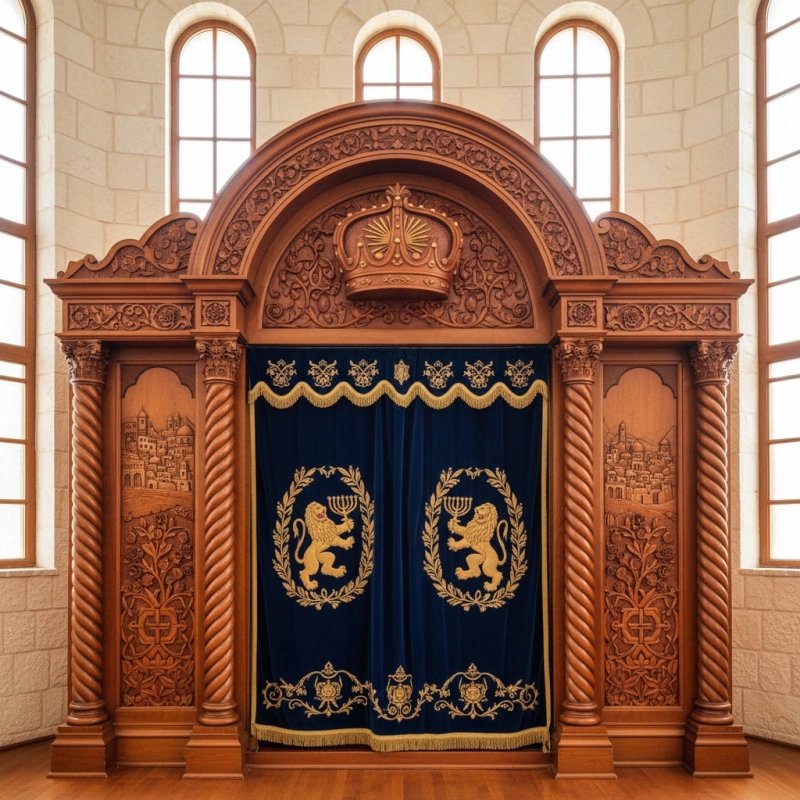 Luxurious Hand-Carved Solid Wood Aron Kodesh Synagogue Furniture by Premier Manufacturer, Timeless Craftsmanship Luxurious Hand-Carved Solid Wood Aron Kodesh Synagogue Furniture by Premier Manufacturer, Timeless Craftsmanship