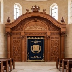 Exquisite Hand-Carved Wooden Aron Kodesh for Synagogues Premium Quality Shul Furniture by Leading Manufacturer