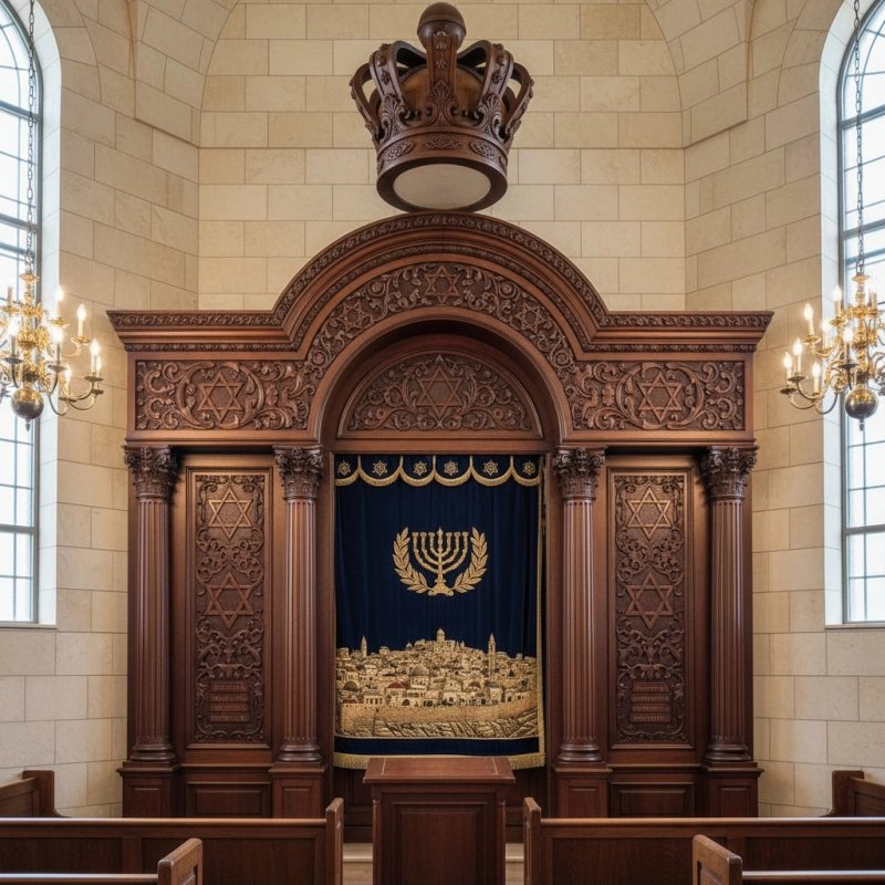Exquisite Hand-Carved Aron Kodesh - Premium Solid Wood Holy Ark by Renowned Synagogue Furniture Manufacturer Exquisite Hand-Carved Aron Kodesh - Premium Solid Wood Holy Ark by Renowned Synagogue Furniture Manufacturer