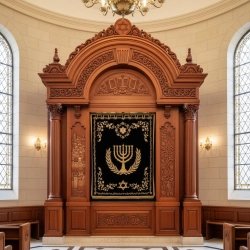 Premium Solid Wood Aron Kodesh, Synagogue Ark Manufacturer, Handcrafted Ornate Jewish Sanctuary Furniture
