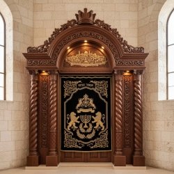 Exquisite Hand-Carved Hardwood Aron Kodesh Ornate Traditional Synagogue Ark by Premium Furniture Manufacturer