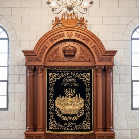 Exquisite Hand-Carved Wooden Aron Kodesh Premium Synagogue Furniture by Master Craftsmen Superior Quality Holy Ark Manufacturer