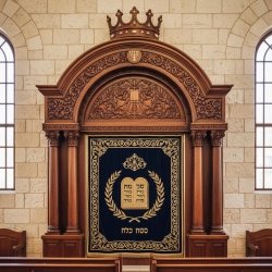 Exquisite Hand-Carved Wooden Aron Kodesh Holy Ark by Premier Furniture Manufacturer - Ornate Synagogue Sanctuary Masterpiece