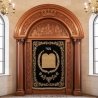 Luxury Handcrafted Aron Kodesh Premium Hardwood Synagogue Torah Ark Ornate Sanctuary Furniture with Embroidered Velvet Parochet