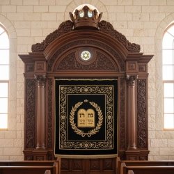 Handcrafted Ornate Wood Aron Kodesh, Traditional Synagogue Holy Ark Cabinet, Premium Manufacturer Quality