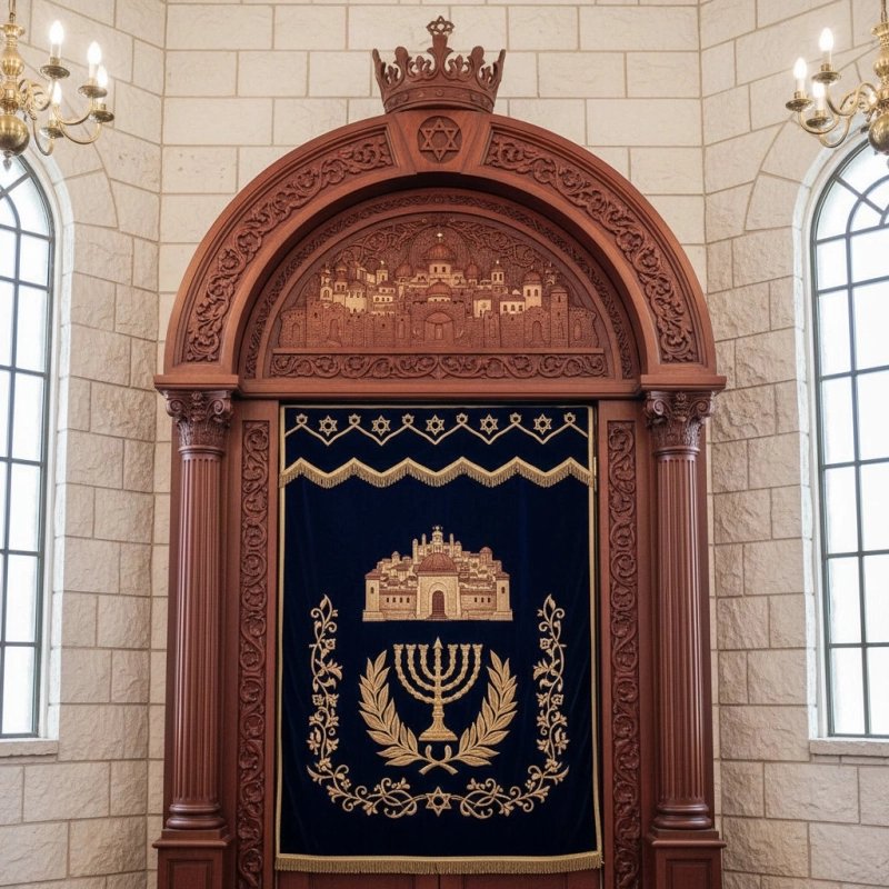 Premium Hand-Carved Aron Kodesh, Exquisite Synagogue Furniture by Master Craftsmen - Dedicated Manufacturer of Custom Torah Arks Premium Hand-Carved Aron Kodesh, Exquisite Synagogue Furniture by Master Craftsmen - Dedicated Manufacturer of Custom Torah Arks