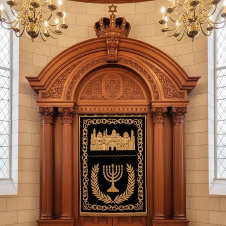 Grand Handcrafted Wooden Aron Kodesh - Premium Synagogue Holy Ark Furniture from Expert Craftsmen Manufacturer and Supplier