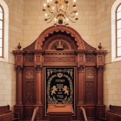Ornate Hand-Carved Wooden Aron Kodesh Holy Ark - Synagogue Furniture by Master Craftsmen