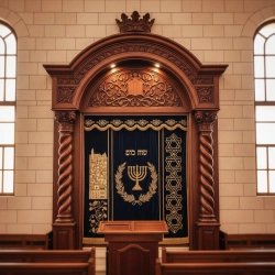 Handcrafted Ornate Aron Kodesh Holy Ark for Synagogue, Premium Solid Wood, Manufacturer Supplier Quality