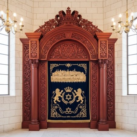 Artisan Carved Aron Kodesh Synagogue Ark - Premium Hardwood, Handcrafted by Leading Furniture Manufacturer