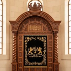 Exquisite Hand-Carved Solid Wood Aron Kodesh Artisanal Synagogue Ark by Premier Furniture Manufacturer