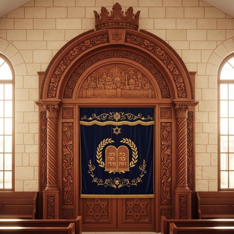 Leading Manufacturer's Hand-Carved Wooden Aron Kodesh Exquisite Synagogue Furniture Artisanal Holy Ark Supplier Leading Manufacturer's Hand-Carved Wooden Aron Kodesh Exquisite Synagogue Furniture Artisanal Holy Ark Supplier