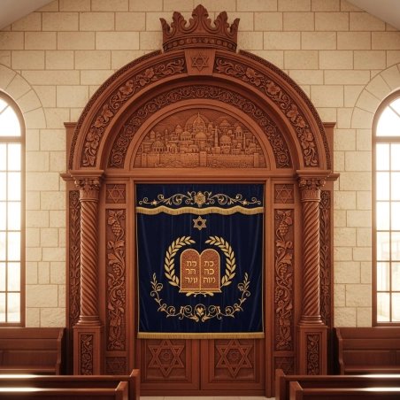 Leading Manufacturer's Hand-Carved Wooden Aron Kodesh Exquisite Synagogue Furniture Artisanal Holy Ark Supplier