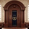Aron Kodesh Synagogue Ark - Premier Manufacturer's Hand-Carved Solid Wood, Ornate Traditional Design, Velvet Parochet.