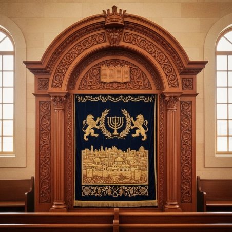 Exquisite Hand-Carved Hardwood Aron Kodesh Master-Crafted Synagogue Furniture Premium Quality Holy Ark for Sacred Spaces