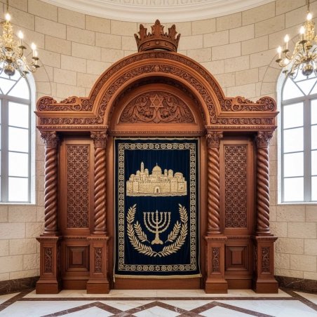 Bespoke Solid Wood Aron Kodesh, Artisan Synagogue Ark by Premier Manufacturer, Superior Quality Craftsmanship