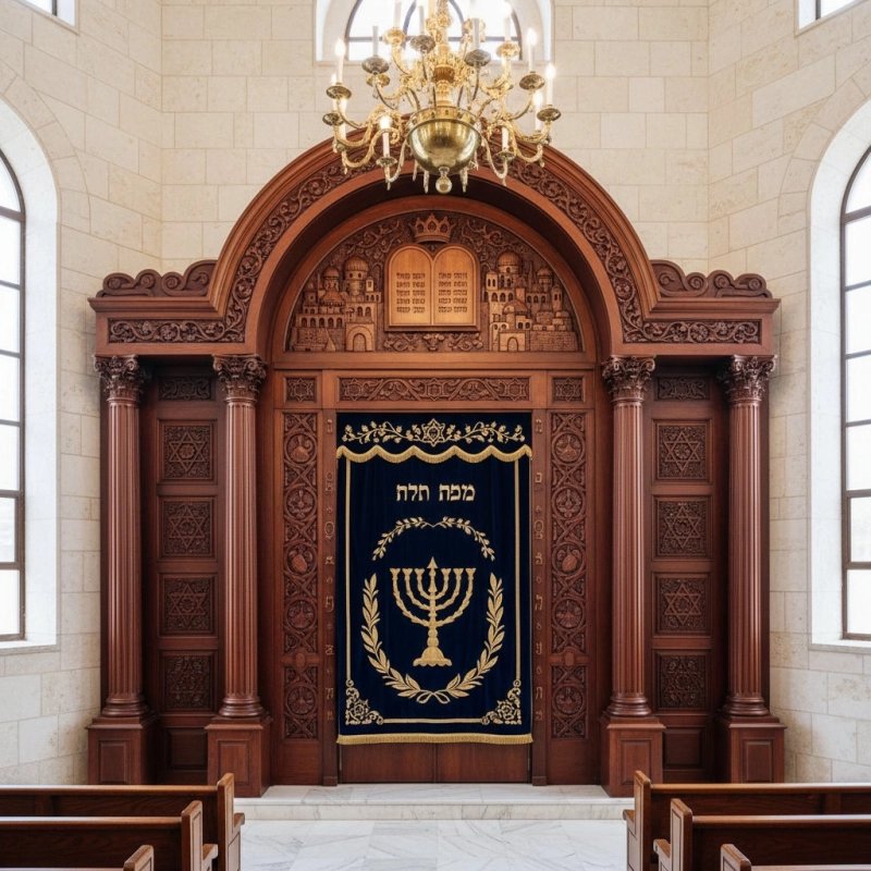 Exquisite Hand-Carved Solid Wood Aron Kodesh Premium Synagogue Ark by Leading Furniture Manufacturer Exquisite Hand-Carved Solid Wood Aron Kodesh Premium Synagogue Ark by Leading Furniture Manufacturer