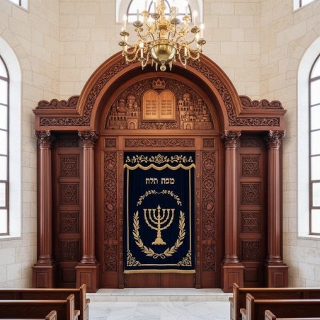 Exquisite Hand-Carved Solid Wood Aron Kodesh Premium Synagogue Ark by Leading Furniture Manufacturer