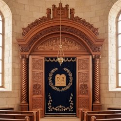 Exquisite Hand-Carved Solid Wood Aron Kodesh by Premier Manufacturer - Custom Synagogue Furniture Supplier