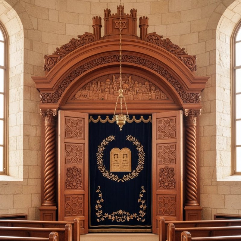 Exquisite Hand-Carved Solid Wood Aron Kodesh by Premier Manufacturer - Custom Synagogue Furniture Supplier