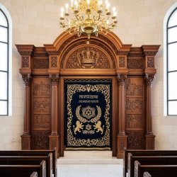 Artisanal Solid Wood Aron Kodesh Torah Ark for Synagogues Hand-Carved Jewish Ceremonial Furniture Supplier