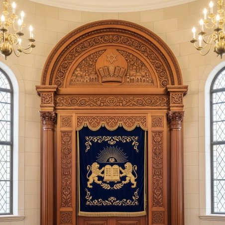 Masterfully Carved Wooden Aron Kodesh, Synagogue Holy Ark, Intricate Judaic Artistry, Premium Sacred Furniture Supplier