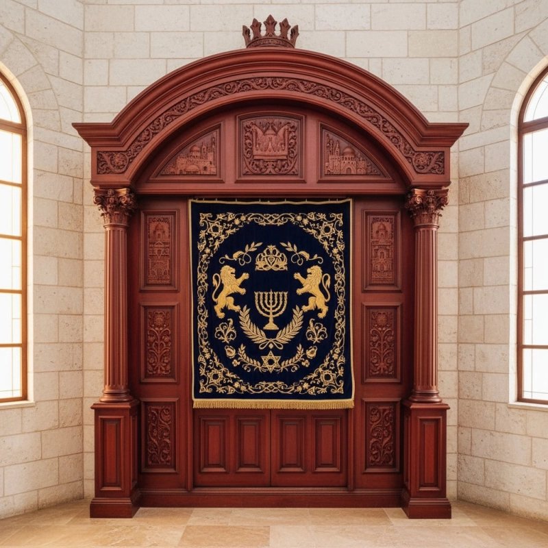 Exquisite Solid Wood Aron Kodesh Hand-Carved Synagogue Holy Ark Premium Manufacturer Quality & Supplier Excellence Exquisite Solid Wood Aron Kodesh Hand-Carved Synagogue Holy Ark Premium Manufacturer Quality & Supplier Excellence
