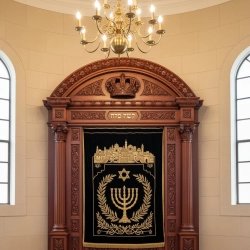 Exquisite Handcrafted Aron Kodesh Holy Ark Premium Solid Wood Synagogue Furniture Expertly Manufactured with Detailed Carvings